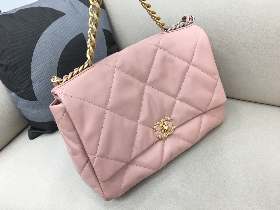 Lambskin 19 Maxi Handbag Flap Bag AS1162 Pink